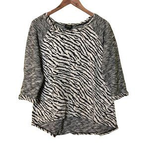 Shannon Ford Zebra Striped Slub Knit Raglan Sweater Size Medium